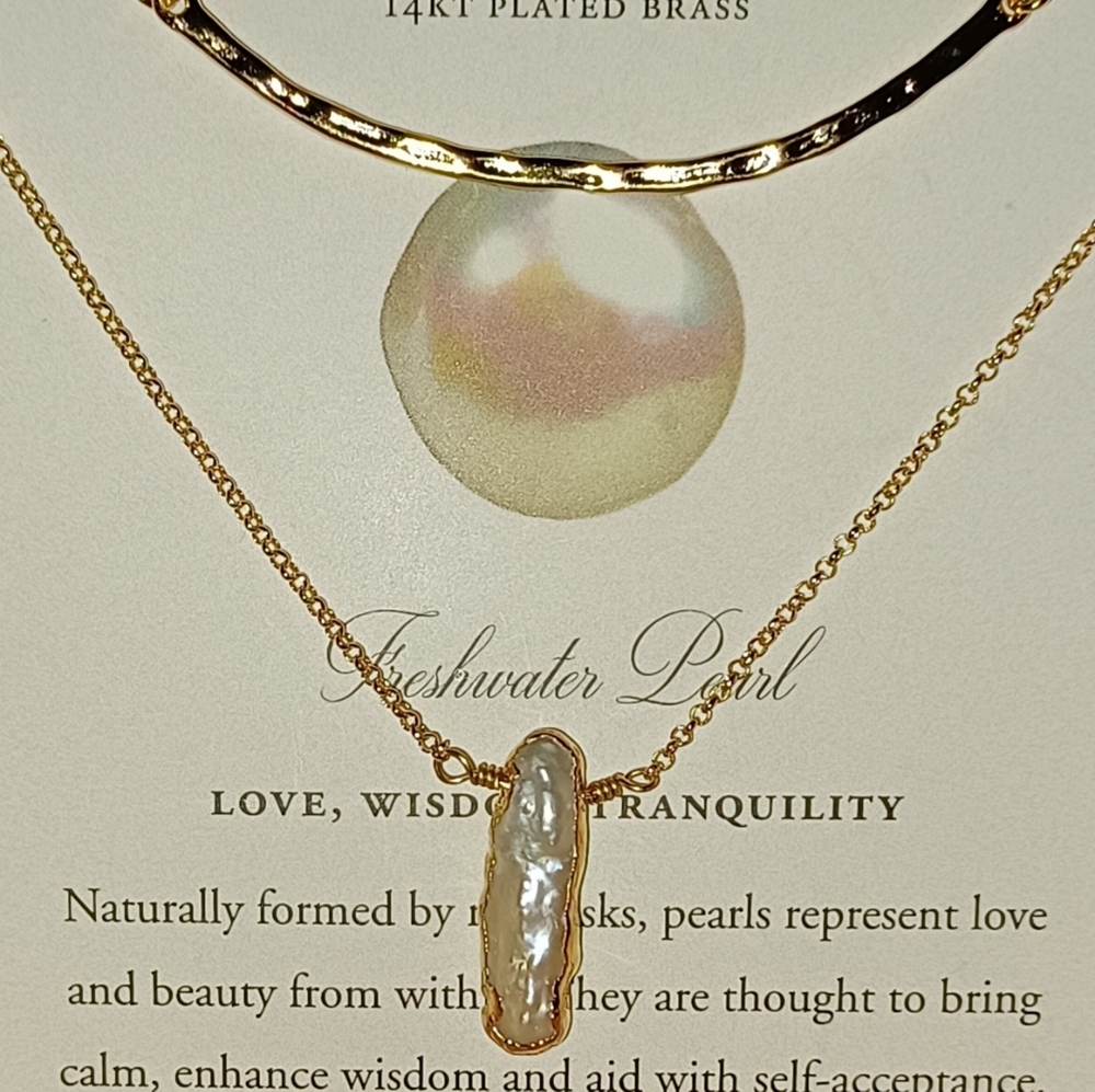 2 PC LUNA NORTE MOON GOLD PLATED FRESHWATER PEARLS